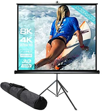 ScreenLux Écran de Projection sur Pied 200 x 200 (194x194) cm avec Sac de Transport/Trépied / 1:1 / HDTV / 3D / 4K / Écran de Projection pour Home cinéma & présentation