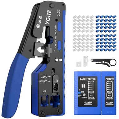 YGiTK RJ45 Pince à Sertir Kit d'Outils de Sertissage RJ45 Réseau avec 50Pcs Connecteur RJ45 pour Câble Droit CAT6 et Nid de Sertissage 8P pour Connecteur Réseau CAT5/CAT5E/CAT6/CAT6A/CAT7/CAT7A