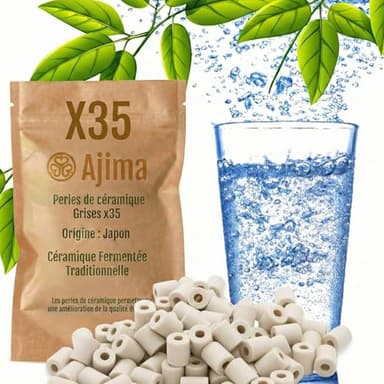 Ajima 35 Perles de Céramique Grises Fermentées – Filtre à Eau Naturel Anti-Calcaire pour Carafe, Bouilloire, Gourde, Lave-Linge – Purification et Adoucissement de l’Eau