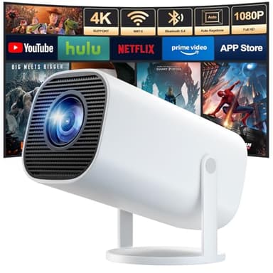 Mini Vidéoprojecteur 4K Full HD 1080p, Projecteur Video avec WiFi 6 et Bluetooth 5.4, Retroprojecteur avec Correction Trapézoïdale Automatique, Rotation à 180°, Compatible Laptop/HDMI/TV Stick