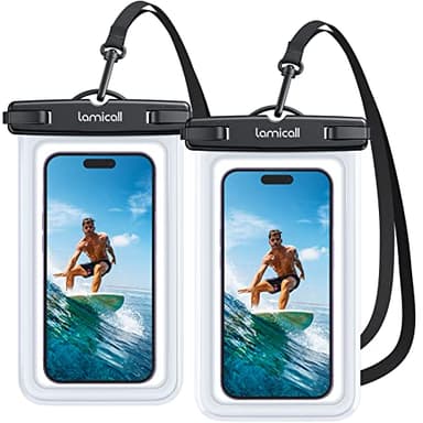 Lamicall Pochette Étanche Téléphone, [Lot de 2] IPX8 Pochette Étanche Smartphone, Corde Amovible et Réglable, Sac Impermeable pour iPhone 17 16 15 14 13 12 11, Huawei, Samsung, jusqu'à 7”
