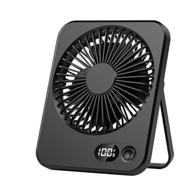 gresonic Ventilateur de bureau USB ultra-silencieux - 5 vitesses, écran LCD et design pliable à 180° pour un flux d'air puissant au bureau ou en voyage (Noir)