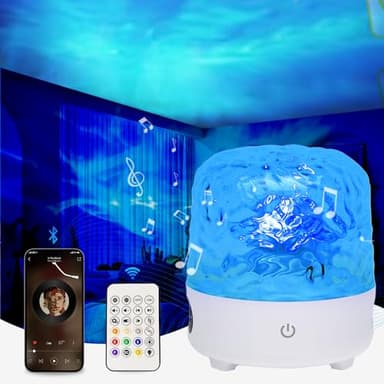 YunLone Projecteur Ciel Étoilé, Projecteur Galaxie avec haut-parleur de musique Bluetooth, 16 effets lumineux, Télécommande, Projecteur de Ocean Plafond RGB Veilleuse Lampe pour Chambre à Coucher