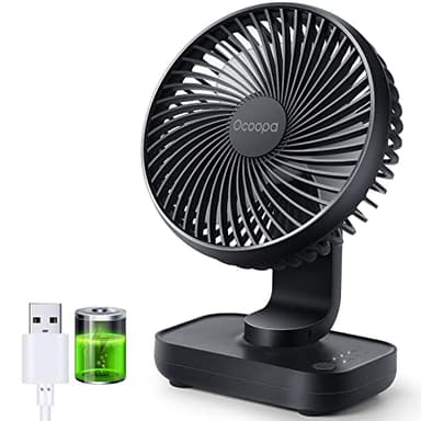 OCOOPA Ventilateur Rechargeable USB, 4000mAh Batterie Petit Silencieux Ventilateurs Bureau de Table Puissant, 4 Vitesses, Ventilateur Portable Détachable - Pour Maison, Chambre, Bureau, Extérieur