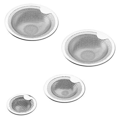 FineGood Lot de 4 Filtre évier Cuisine Égouttoir d'évier de Cuisine en Acier Inoxydable Anti-colmatage