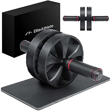 EliteAthlete Roue Abdominale - Roulette Abdominaux - AB Wheel - Rouleau Abdo - Abdos musculation appareil de sport fitness - AB Roller incl. tapis rembourré