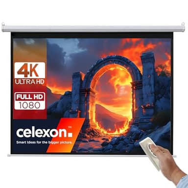 celexon Basic Écran de Projection motorisé 100" | 200x150 cm 4:3 | Écran Full-HD 4K pour Le Home Cinéma ou présentations de Bureau | adapté au Montage Plafond ou au Mur | télécommande Incluse