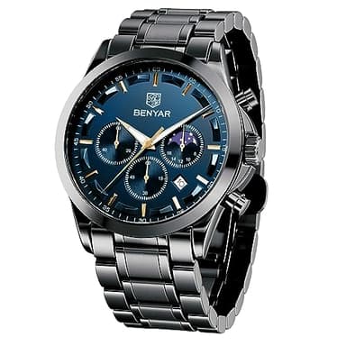BENYAR by Montre Homme Chronographe 30M Etanche Montres Grand Cadran Date Analogique Quartz Montre Cadeau pour Hommes
