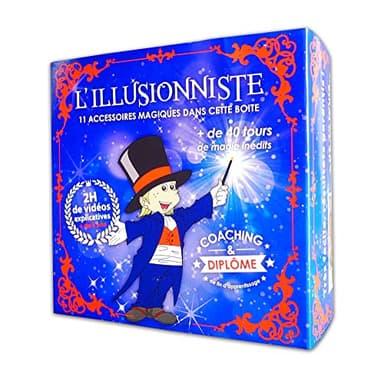 MAGIC SECRET - Coffret Magie Enfant (5 Ans et +) - L'illusionniste - Apprendre +45 Tours de Magie Professionnels - 88 Vidéos (App iOS & Android) + 11 Accessoires + Coaching par Un Magicien Pro