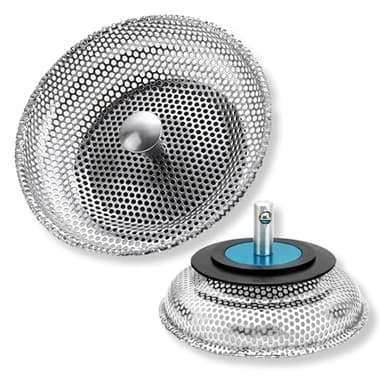 2 Pièces Crépine d'évier de Cuisine, Filtre Évier Cuisine, 304 Bouchon Evier Cuisine Inoxydable, Bonde à Panier Filtre Evier, Panier à Tamis pour Évier, pour Cuisine et Salle de Bain Diamètre 80mm.