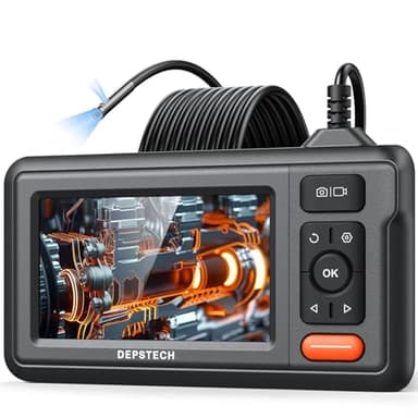 Endoscope à Double Objectif DEPSTECH, caméra endoscopique HD avec lumière, caméra d'inspection à écran IPS de 4,3 Pouces, Serpent pour plomberie Murale de Voiture, CVC