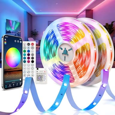 Beaeet Ruban LED 24V 30m 5050 RGB pour Chambre, Plafond et Mur, Bande Lumineuse d’Ambiance avec Télécommande 40 Touches & App Bluetooth, Décoration Lit, Meuble, Gaming, Fête et Noël(2×15m)