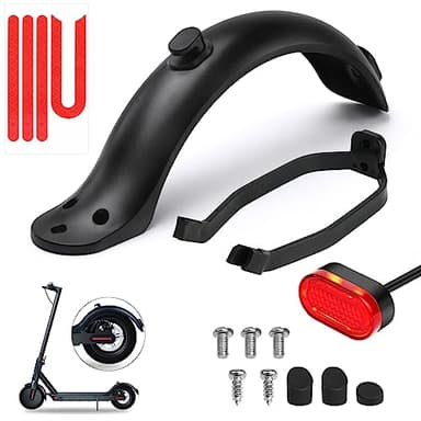 Ainiv Garde Boue pour Trottinette Electrique Xiaomi M365/Pro, Garde-Boue Arrière avec Support + Feu Arrière LED + Bande Réfléchissante, Accessoire de Remplacement de Scooter Xiaomi (Noir)