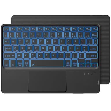 CACOE Clavier avec Pavé Tactile, Clavier sans Fil Bluetooth 10 Pouces avec Rétroéclairage, [AZERTY] Clavier Léger Fin pour iPad, iPad Pro/Air, Android Samsung, Xiaomi, Huawei, Lenovo Tablette,Noir
