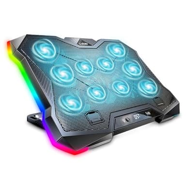 G-Story RGB Wind Refroidisseur PC Portable-Ventilateur pour Ordinateur Portable 12-18",10 Ventilateurs Silencieux- 8 Hauteurs Réglables,1 Port USB