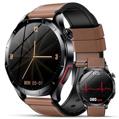 Lgnitek 2026 Nouv’ Montre Connectée Homme avec ECG+HRV/Pressιon artérιelle/Acide Urique/IMC,1,43" AMOLED Smartwatch avec Fonction SOS,24/7 Fréquence Cardiaque/Sommeil/SpO2/Apnée,Android/iOS
