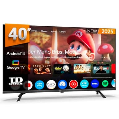 TD Systems - Smart TV 40 Pouces Full HD, Android 14 GTV, télévision TNT HD, modèle 2025, téléviseur avec 2 Ans de Garantie - PRIME40K21GLE