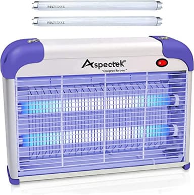 ASPECTEK Zapper Électrique Anti-Insectes Intérieur - Lampe Puissante 2800V 20W avec 2 Ampoules UV de Remplacement (with Replacement Bulbs (Purple))