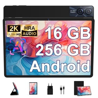 GOODTEL 2025 Tablette Tactile 11 Pouces Android 16GB RAM+256GB ROM(TF 1TB), Octa-Core, 8600mAh,2K Écran 2000 * 1200, WiFi 5G, GPS, Bluetooth 5.0, 13MP+5MP, Corps en Métal, avec Cas, Gris