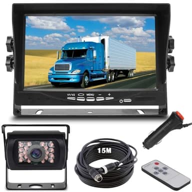 Véhicule stationnement caméra Système, 18leds Etanche Vision Nocturne Caméra de recul avec 10m 4 Broches Aviation câble +12V-24V 7" HD TFT LCD Voiture Moniteur pour Camion Bus RV Remorque