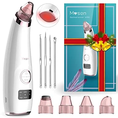 Mosen Aspirateur Point Noirs Visage, Extracteur de Comédons Professionnel Appareil Peau Vacuum Nettoyant Pores Rechargeable, écran LED et 5 Têtes pour éliminer Les Blackheads, Boutons, Graisse