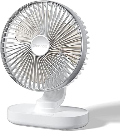OCOOPA Ventilateur automatique oscillant silencieux 30 dB, 16,5 cm, batterie 4000 mAh et USB avec flux d'air puissant, 4 vitesses, portable, petit ventilateur pour bureau, maison, camping, extérieur