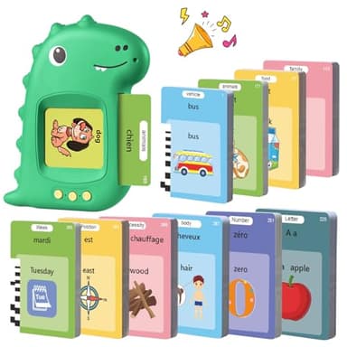 510 Mots Cartes Flash Parlantes Montessori Français Cartes éducatives pour Enfants Talking Flash Cards 255 Feuilles de 3+ Ans Jouets éducatifs Cadeaux d'anniversaire pour Enfants(Vert Français 510)