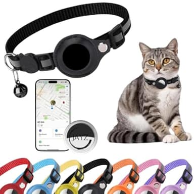JAYZ® Collier Chat + Tracker/Localisateur Bluetooth sans ABONNEMENT pour Apple iOS/Android/Compatible EGALEMENT Apple Airtag, Securite Anti étranglement pour Chatons, Chats