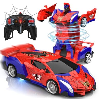 Mieryd Voiture Télécommandée Spider Jouet Enfant 3 4 5 6 7 8 9+ Ans, 2 en 1 Transformable Radiocommande RC Robots, 360°Rotation Voiture de Course Jeux Extérieur Fille Garcon Cadeau Anniversaire Noël