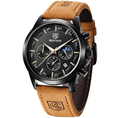 BENYAR by Montre Homme Chronographe 30M Etanche Montres Grand Cadran Date Analogique Quartz Montre Cadeau pour Hommes