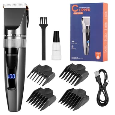 AYBUY Tondeuse Cheveux Hommes, Tondeuse Barbe Homme Professionel avec Écran LED Rasoir Électrique Sans Fil Tondeuses Precision Rechargeable pour Enfant et Famille