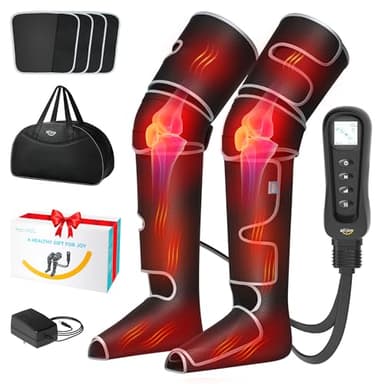 ALLJOY Massage Jambes Pressothérapie, Appareil de Massage avec Chauffage pour Jambes et Pieds Circulation, Cadeau Homme Femme