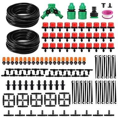 HUAZIZ Système d'irrigation Jardin, Micro Irrigation Goutte à Goutte Kit Arrosage Automatique, Aoutte a Goutte Irrigation pour Plantes, avec 2 rouleaux de 15m Tuyau Goutte à Goutte