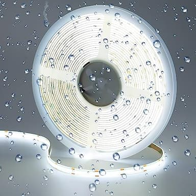 GOMING 24V 10M COB Ruban à LED Blanc Froid 6000K IP65 étanche 384LED/M Luminescence Uniforme CRI 93+ Haute Luminosité 6800lm Flexible Découpable Bande LED pour Maison Décorer(Sans Alimentation)