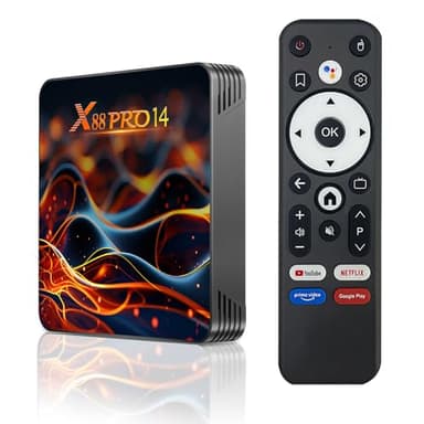 Android 14.0 TV Box,X14 Pro Smart TV Box 2Go RAM 16Go ROM RK3518 Quad-Core 64bit Cortex-A53 Mali 450 MP2 GPU Support BT5.0 4K 3D 1080P 2.4/5.0GHz WiFi 10/100M Ethernet DLNA HDMI2.0 USB3.0 H.265