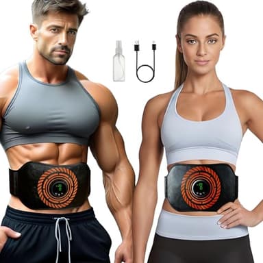 LEMENG ABS Electrostimulateur Musculaire,Ceinture Abdominale Electrostimulation, 12 Modes 20 Niveaux pour Stimulateur Musculaire Femme Homme Entraînement Abdominal Rechargeable