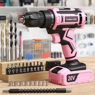 VIWKO Visseuse Devisseuse Sans Fil 20V, Perceuse Visseuse Sans Fil avec 85 Accessoires, Perceuse-visseuse 42 N.m Max, Batterie 2000 mAh, 25+1 Couple, Mandrin 10 mm, Eclairage LED, Saint-Valentin