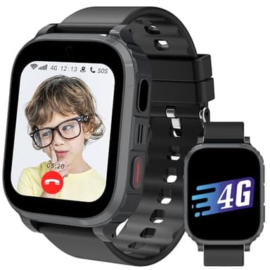Ruopoem 4G Montre Connectée Enfant, Montre GPS Enfant Tracker avec Appel Vidéo SIM Chat Vocal SOS Réveil Jeux Mode Scolaire Étanche IP68, Montre Telephone EnfantCadeau pour Filles et Garçons