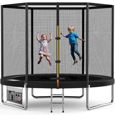 Devoko Trampoline Extérieur Ø228 / 305/366 / 427cm, Trampoline de Jardin Robuste, Cadre en Acier Galvanisé avec Sac de Rangement Trampolin pour Enfants et Adultes, Noir