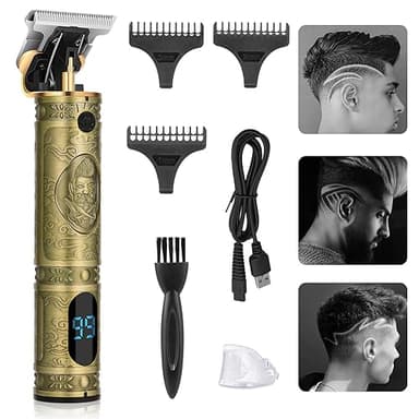 Timiyou Tondeuse à cheveux électrique pour homme pour le visage et les cheveux de la tête, affichage LED rechargeable par USB et 3 peignes de guidage