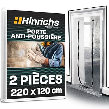Hinrichs 2x Porte Anti Poussiere avec fermeture Éclair - Bache de Protection transparente - 220 x 120 cm Bache Protection - Pour rénovation transformation assainissement