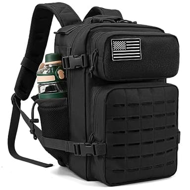 QT&QY 25L Sac à dos tactique militaire de pour hommes, sac à dos de jour avec Molle découpé au laser pour moto, armée, petite sacoche de survie, sac de sport avec porte-gobelets doubles médical
