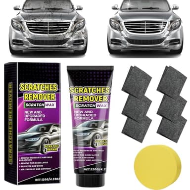 ChaneeHann Efface Rayure Profonde Voiture,Nouveau Chiffon avec 6X Lingettes Nano + Pâte Polissage 120g, Efface Rayures Profonde Voiture, Pâte Réparatrice Rayures Auto pour Peinture, Phares et Vernis