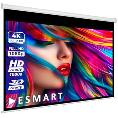ESMART Economy EXR Écran de Projection Manuel 217 cm Image 200 x 113 cm (90") | Format 16:9 | Écran de projecteur Home cinéma écran Rollo LCD LED