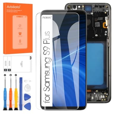 Arbilato LCD Écran pour Samsung Galaxy S9 Plus G965 LCD Display Écran Tactile Digitizer Assembly SM-G965F SM-G965U,pour Galaxy S9+ LCD avec Cadre,Noir,Pas d'empreintes digitales