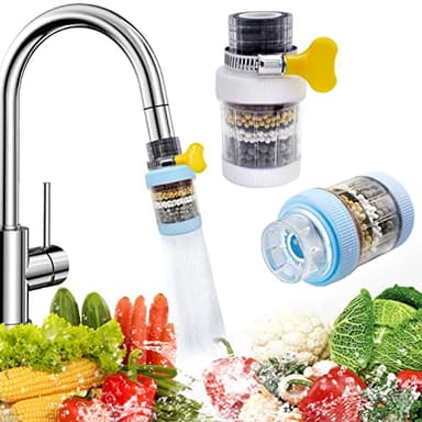 Uooker Lot de 2 filtres à eau pour robinet de cuisine, filtre à charbon actif, élimine le chlore, le fluorure, les métaux lourds, adoucisseur d'eau dure, la cuisine, la salle de bain