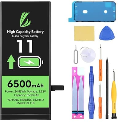 LL TRADER Batterie pour iPhone 11, 6500mAh Batterie Lithium polymère Haute capacité avec Outils de réparation 2025
