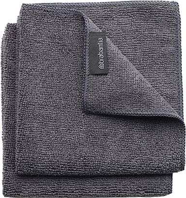 Brabantia Microfiber Torchon (Lot de 2), Gris Foncé, 30 x 30 x 0,5 cm
