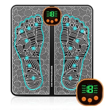 Masseur de Pieds EMS Portable, Tapis Masseur des Pieds Électrique Pliable avec 8 Modes et 19 Niveaux d'Intensité, pour Circulation Sanguine et Relaxation Musculaire