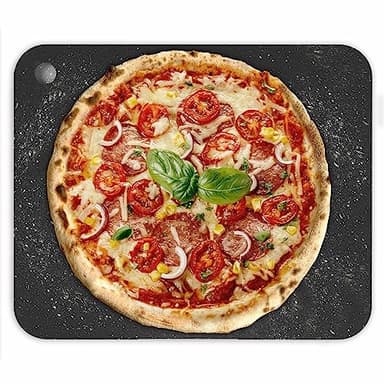 Chef Pomodoro | Pierre a Pizza Réfractaire Rectangulaire en Acier - Plaque a Pizza pour Four et Barbecue, Chauffe Rapidement pour une Cuisson Uniforme - Format Artisanal 41 x 34 x 0,6 cm